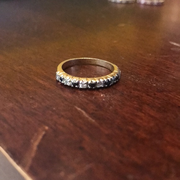 Goldtone Emerald Ruby Sapphire CZ Band Rings Set of 3 - Picture 3 of 12